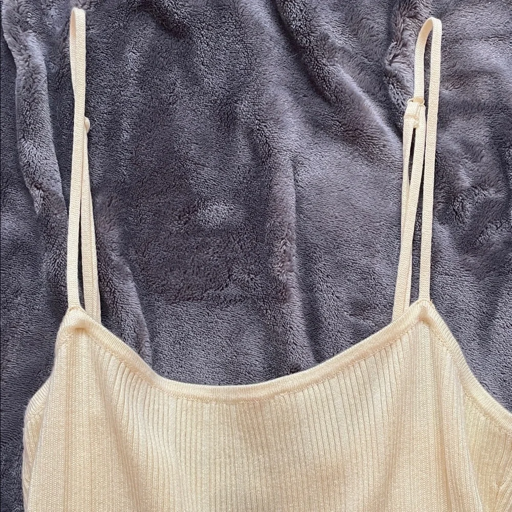 🍋 DYNAMITE Yellow Ribbed Tiered Midi Dress Size M - Picture 5 of 8